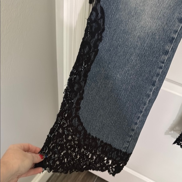 Bisou Bisou Blue and Black Flare Wide Leg Jeans - Picture 3 of 14